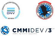 ISO logo, VA logo and seal, CMMI logo